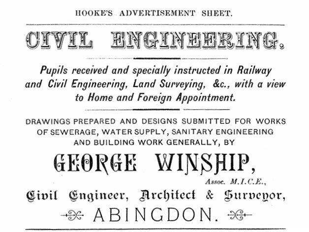 Winship’s advertisement for pupil engineers in Hooke’s Abingdon Almanack and Directory 1905.