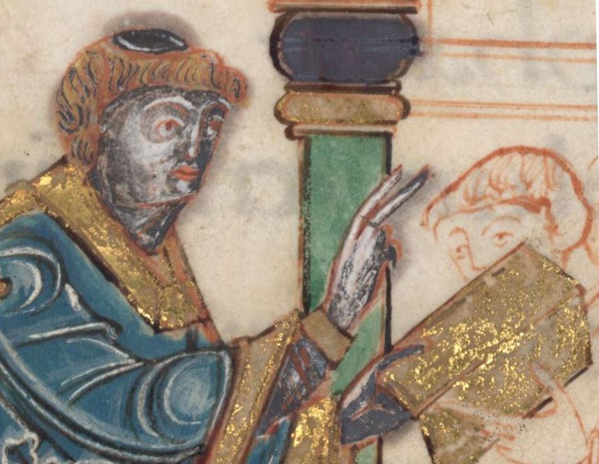 A Bishop, believed to be Aethelwold, giving a blessing