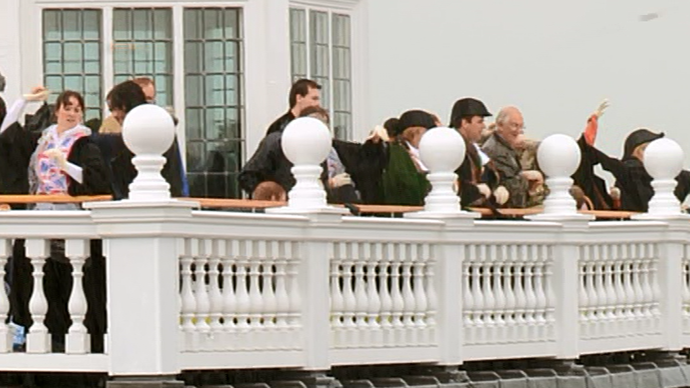 Councillors throwing Buns from the County Hall rooftop in 2012