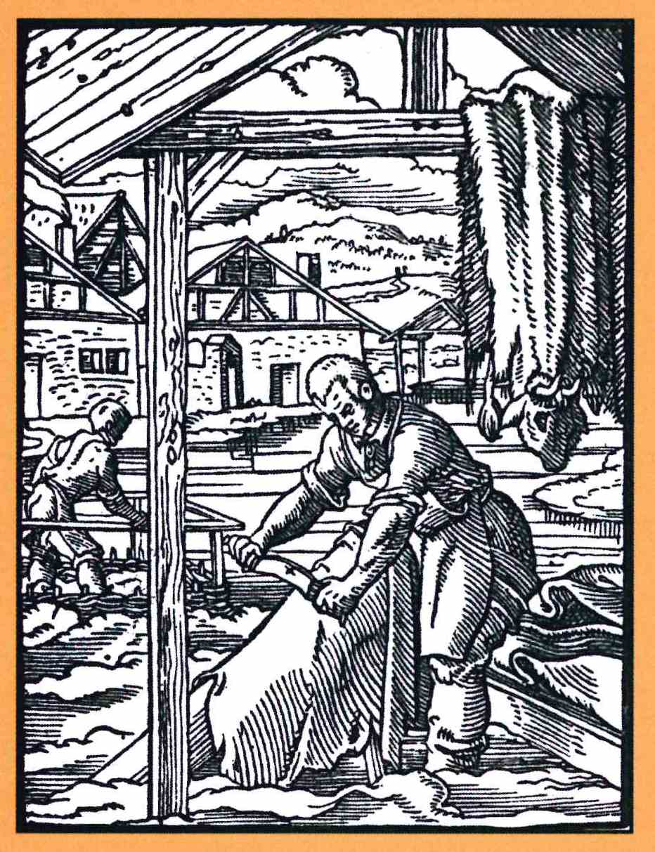 tanning, leatherworking, woodcut